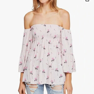 Free People Off Shoulder Tunic Top in Cloud Cherry Combo